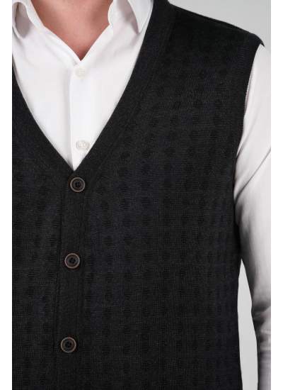 Çizgi Triko Erkek Triko Yelek Düğmeli Cep Detaylı Desenli Bel Lastikli Dokuma - Lacivert Çizgi Triko Erkek Triko Yelek Düğmeli Cep Detaylı Desenli Bel Lastikli Dokuma - Lacivert