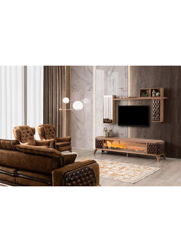 Lotus Şömineli Tv Sehpası Lotus Şömineli Tv Sehpası